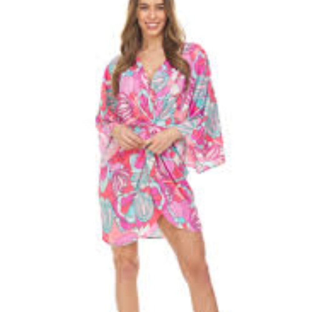 Inner Beauty Womens Printed Kimono Sleeve Mini Dress New Medium